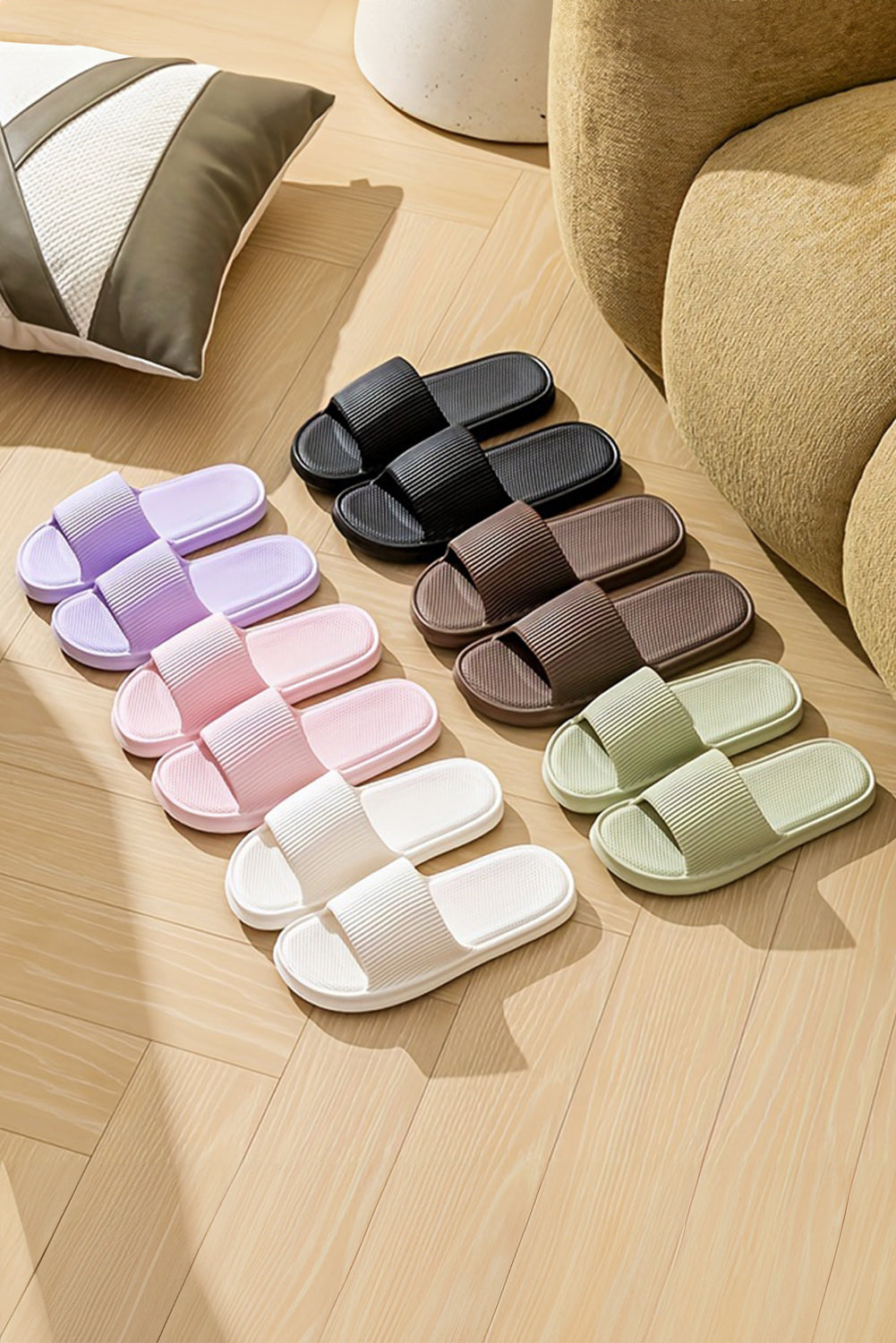 White Textured Soft EVA Home Slippers