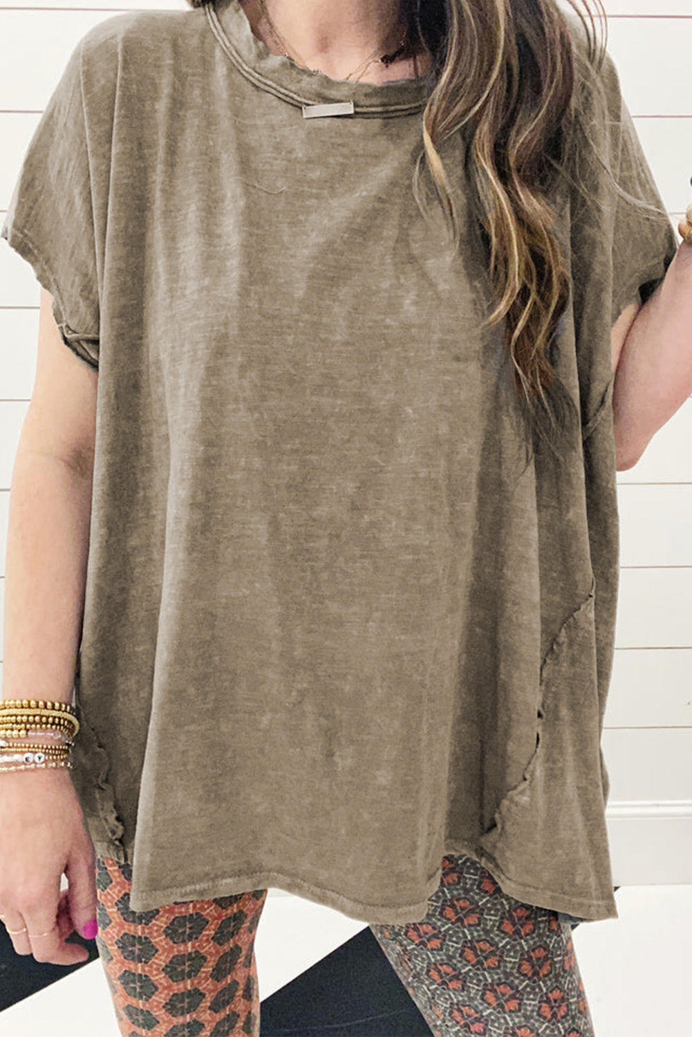 Sage Green Vintage Washed Dolman Sleeve Oversized T Shirt