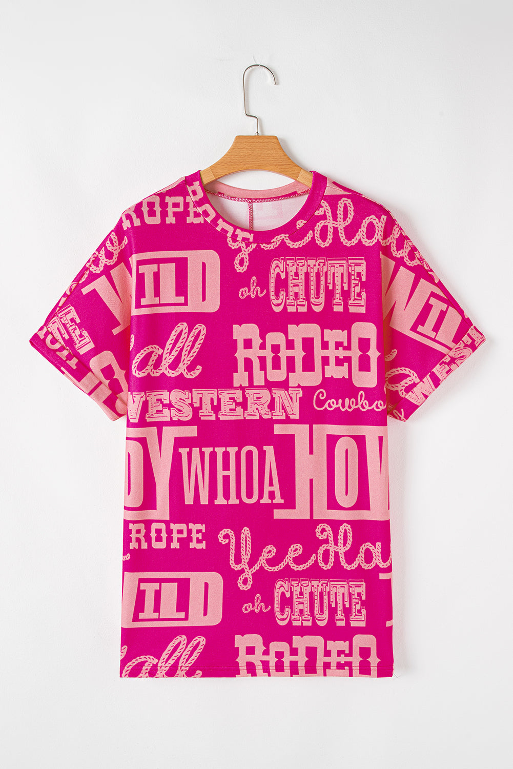 Rose Cowboy Letter Print Graphic Loose Tee