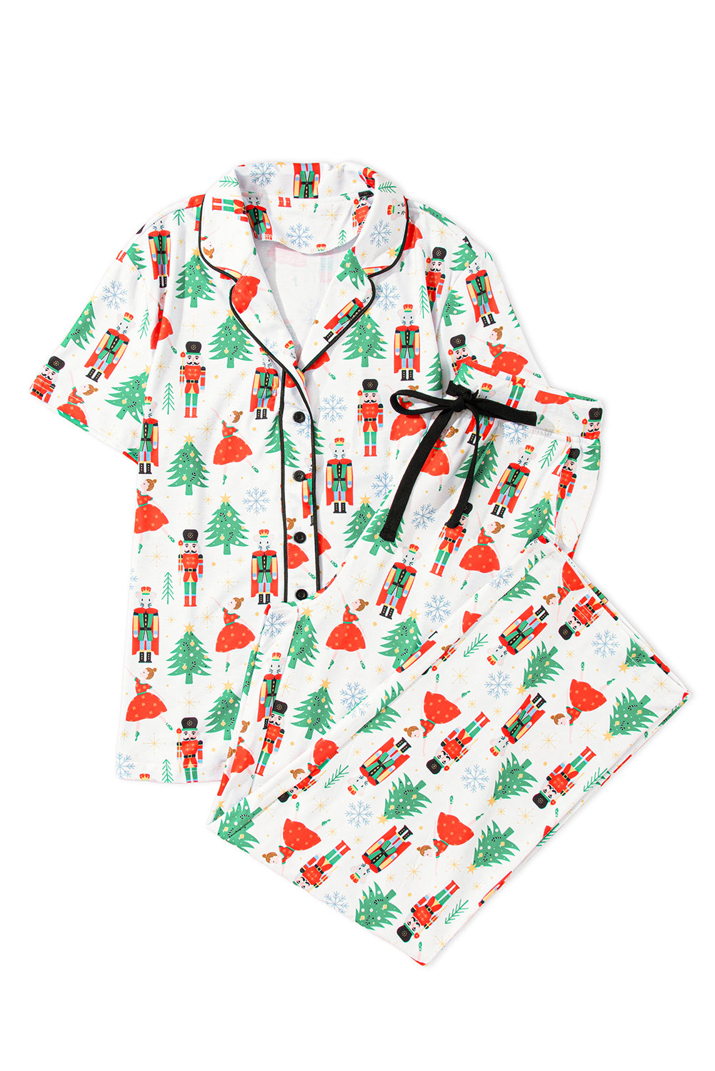 White Christmas Tree Nutcracker Shirt & Pants Pajama Set