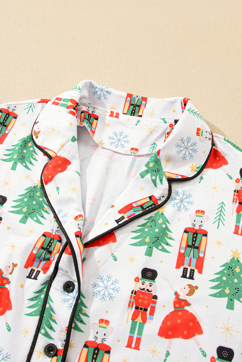 White Christmas Tree Nutcracker Shirt & Pants Pajama Set