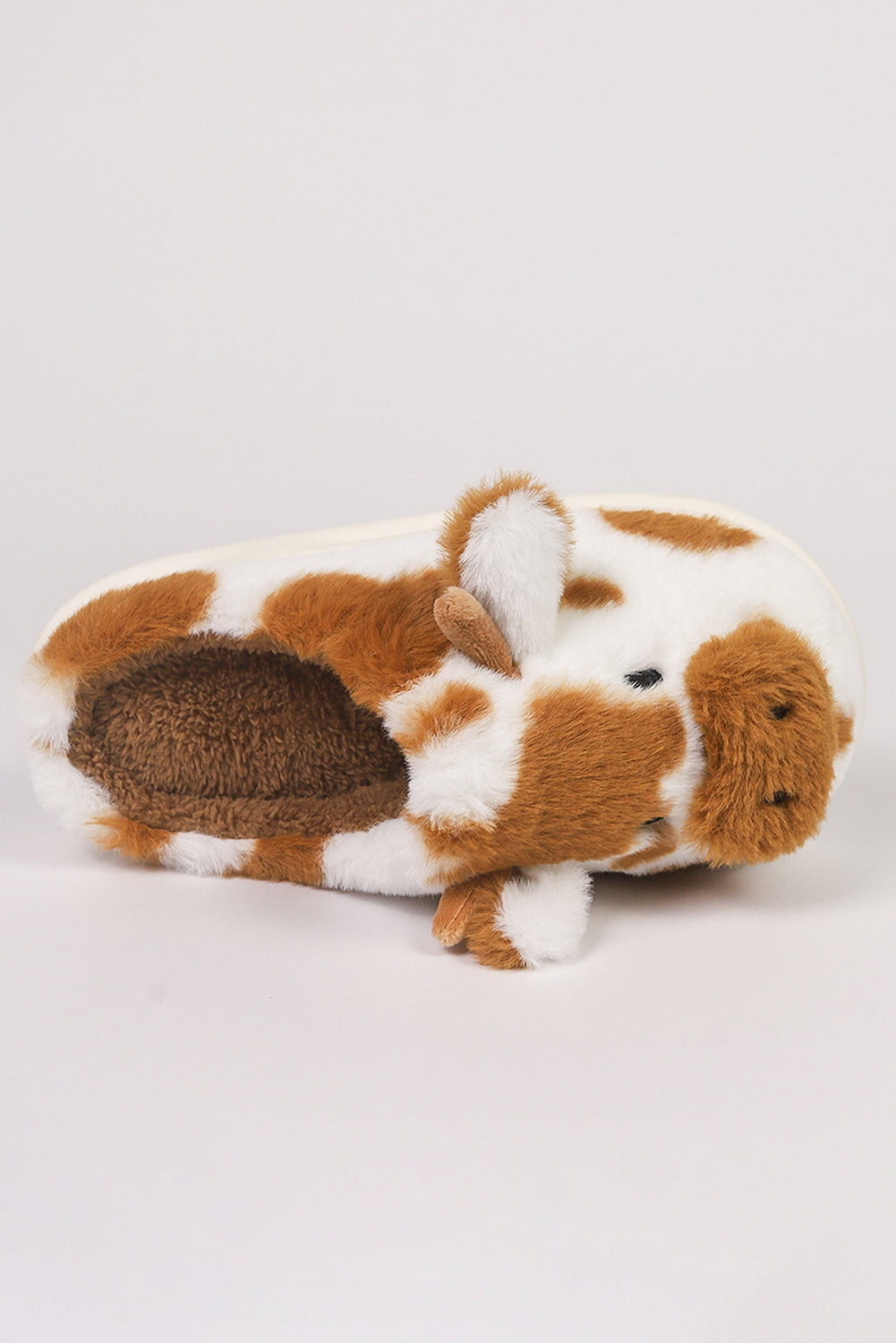 Coffee Plush Cartoon Cow Thermal Home Slippers