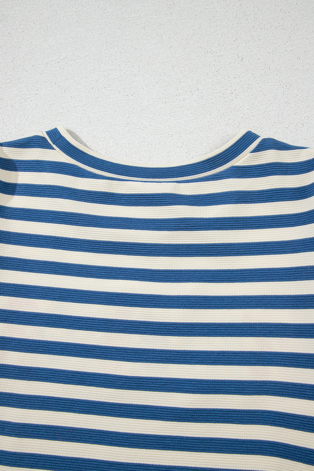 Blue Stripe america Letter Print Puff Sleeve T-shirt