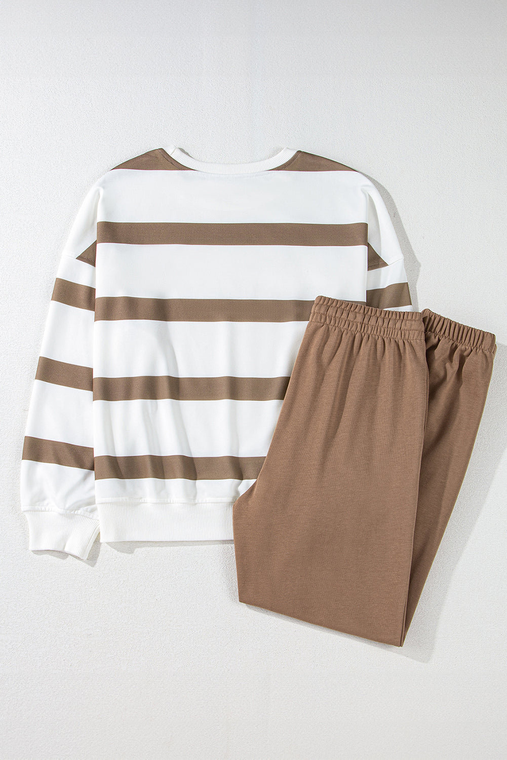 Black Striped Drop Shoulder Pullover and Joggers Set