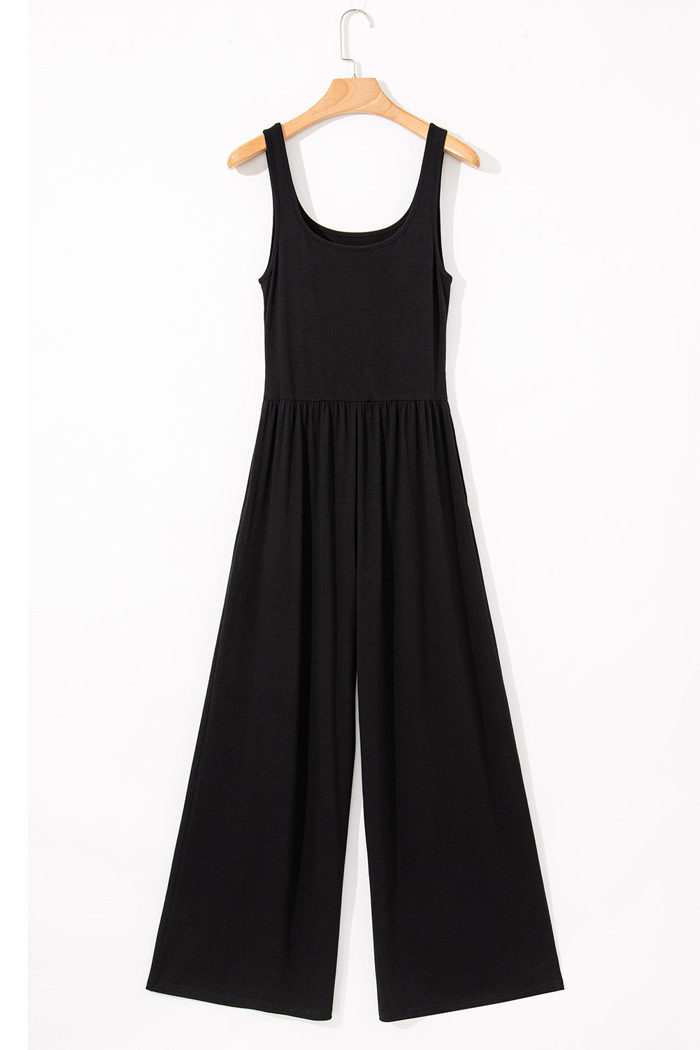 Black Solid Color Cutout Wide Leg Jumpsuit