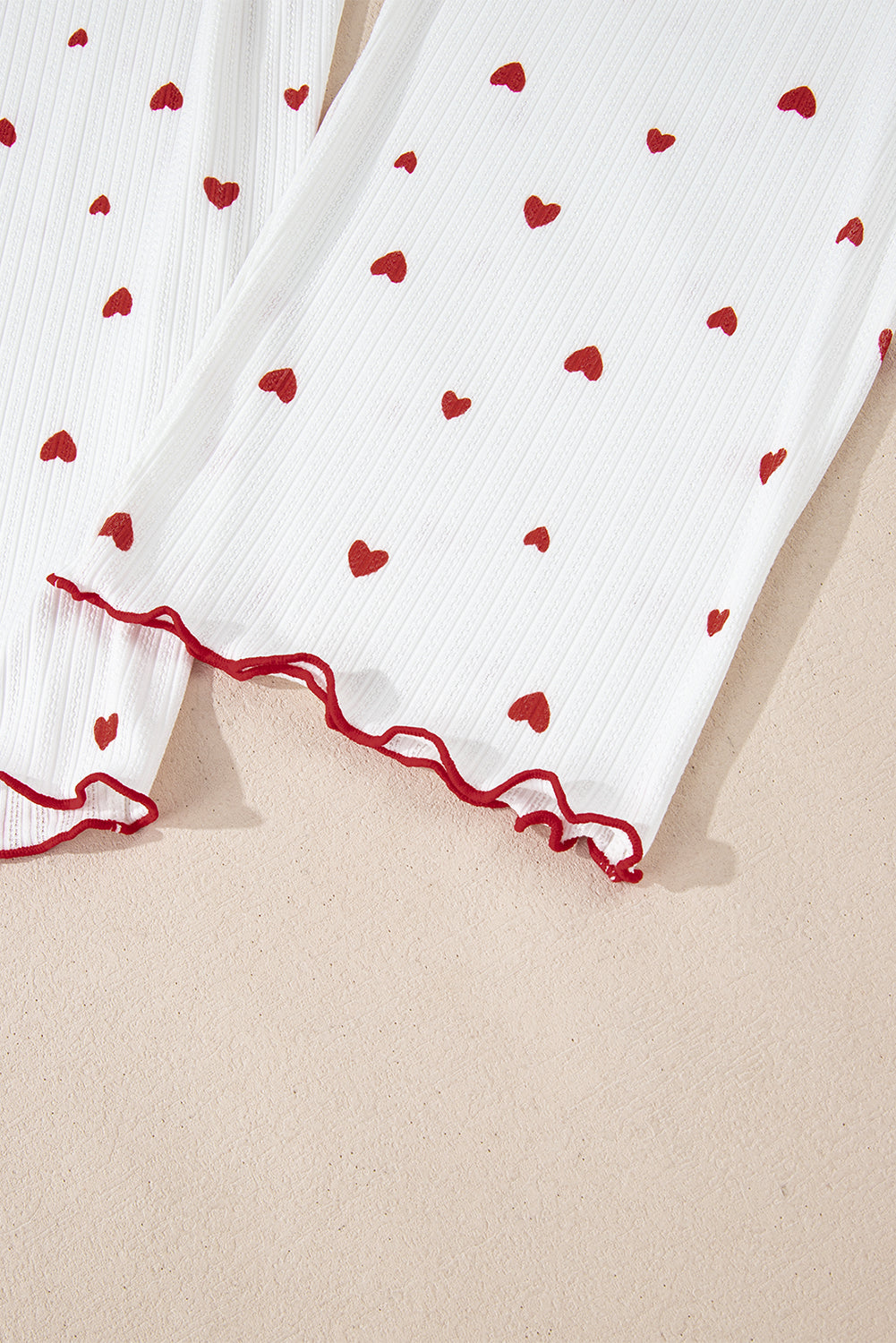 White Valentines Heart Pattern Tee and Pants Pajama Set