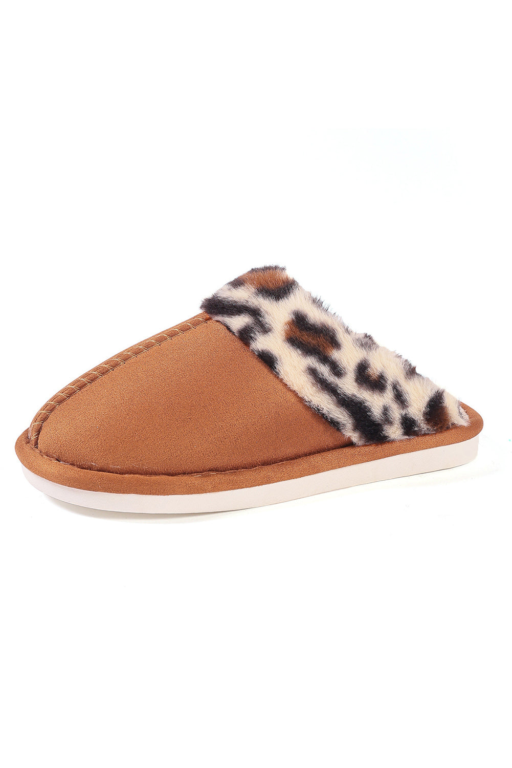 Chestnut Anti-Skid Leopard Fluffy Slippers