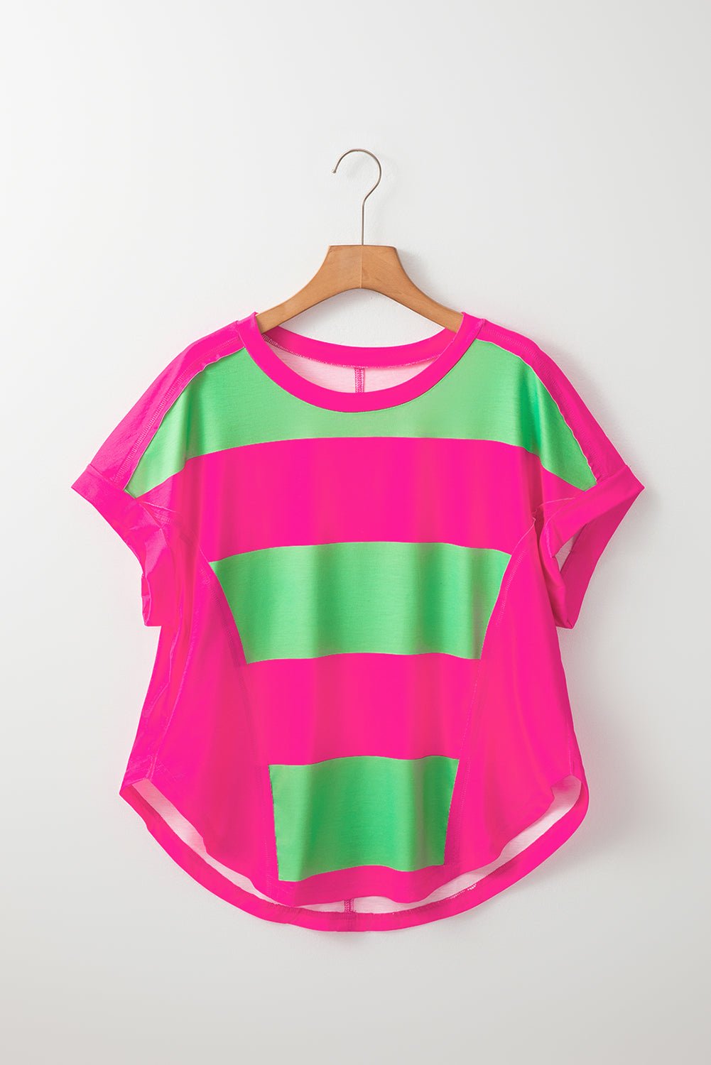 Green & Rosy Colorblock Exposed Seam Tee