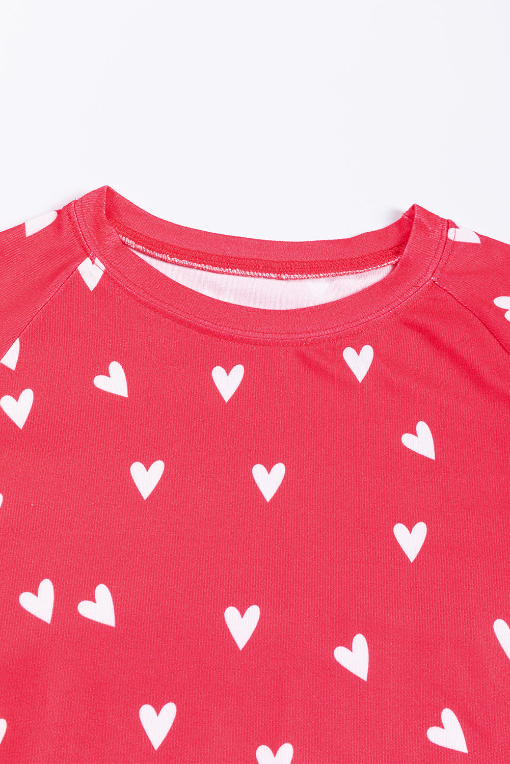 Red Heart Print Raglan Sleeve Top and Pants Set