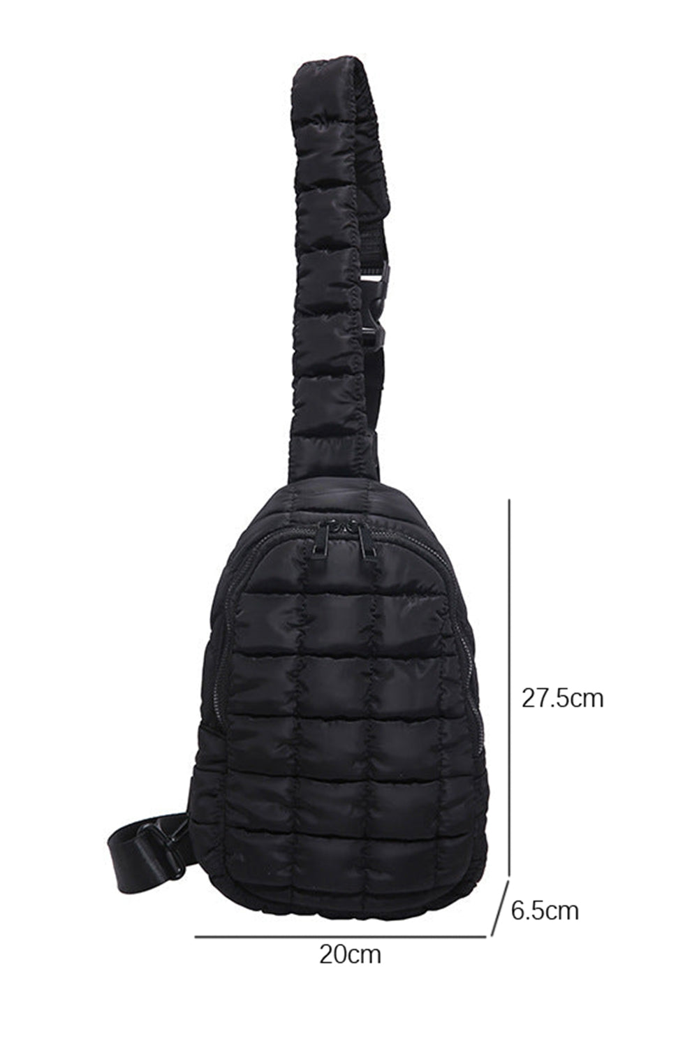 Black Plain Puffer Quilted Crossbody Bag