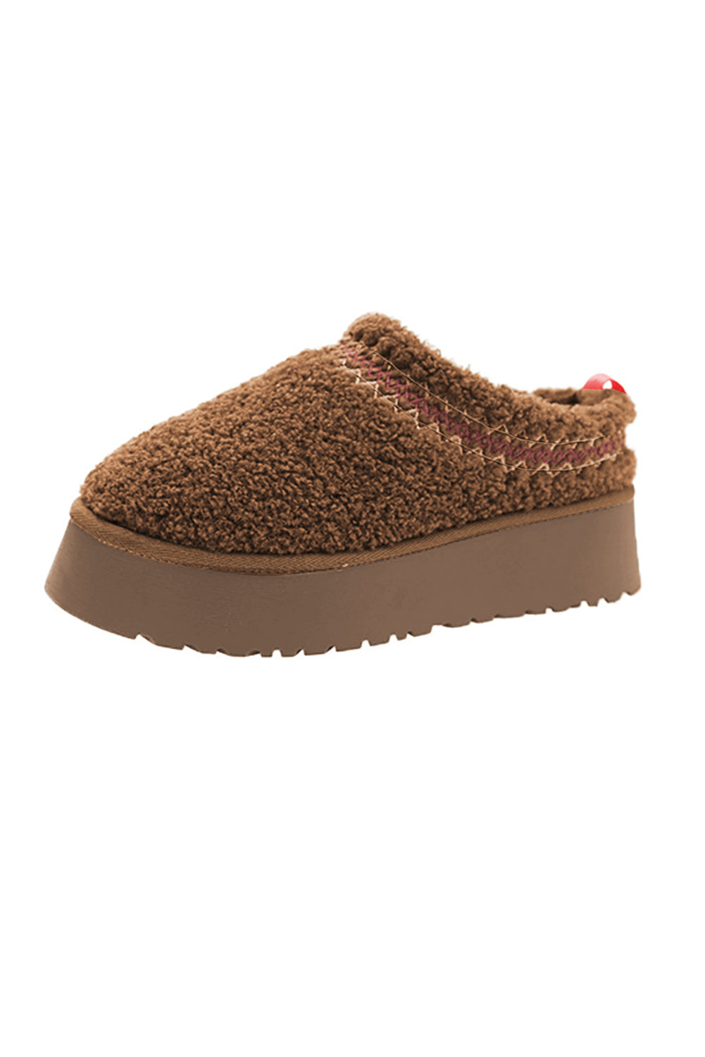 Oatmeal Suede Contrast Plush Thick Sole Slippers