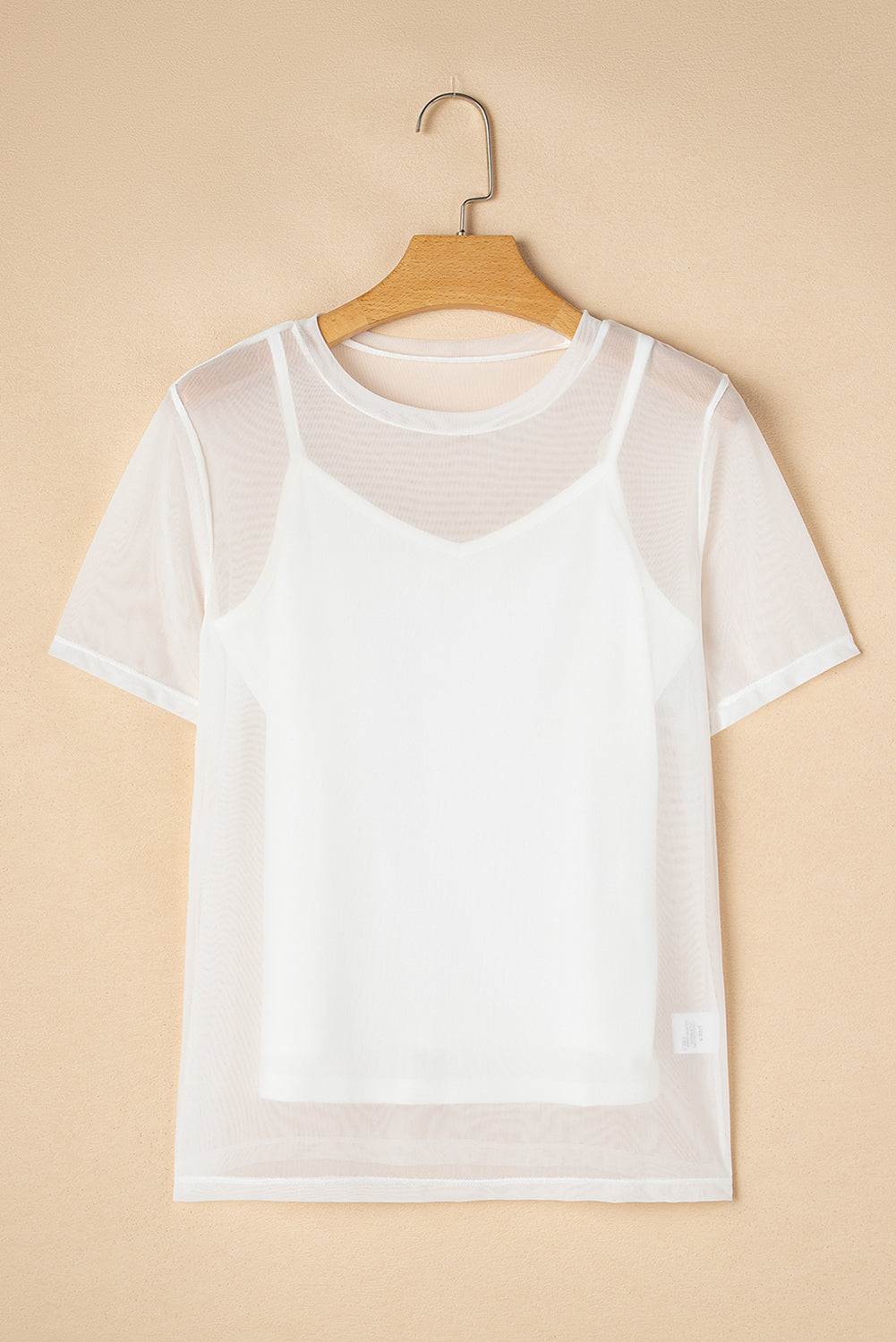 White Plain Sheer Mesh T-Shirt