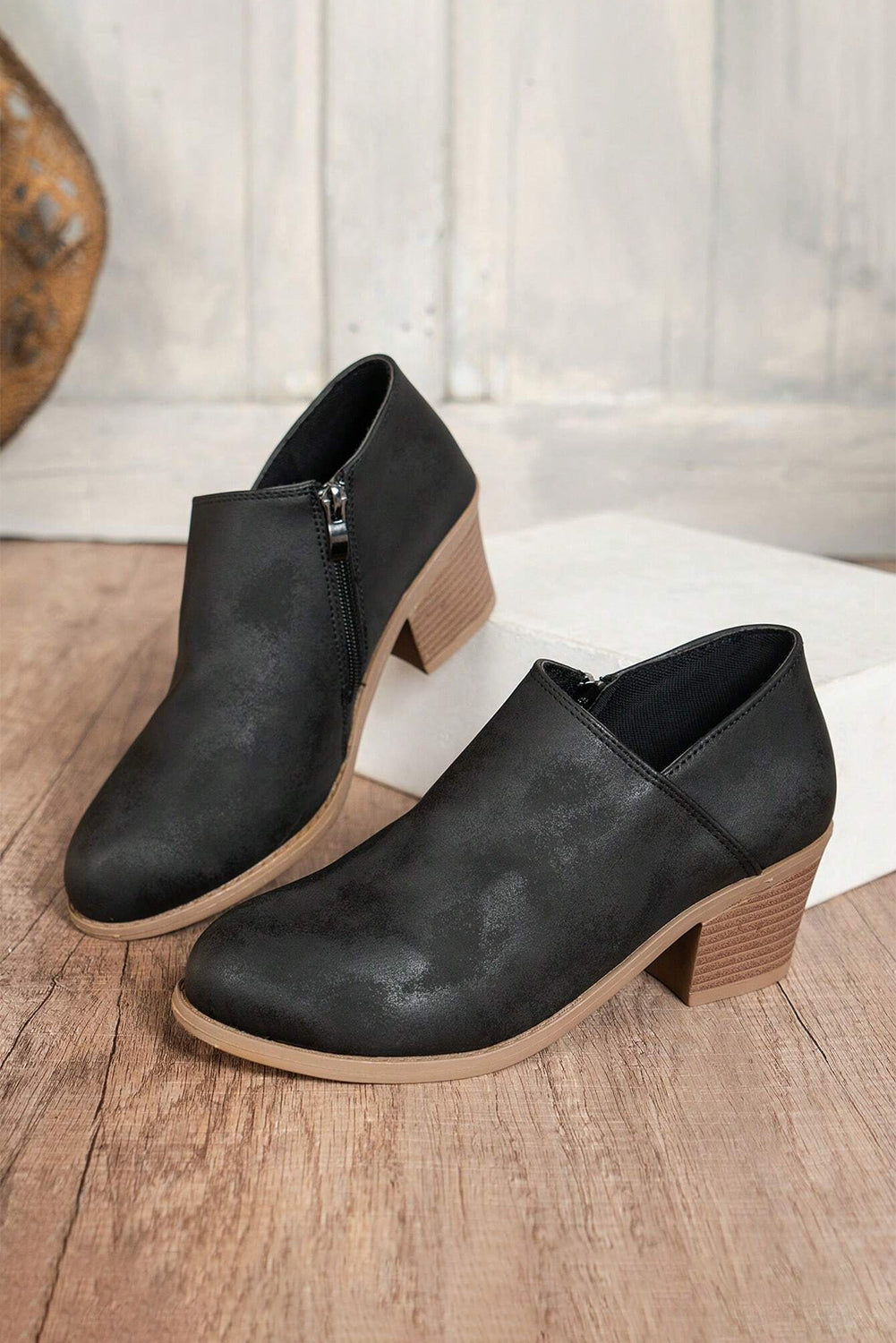 Coffee Suede Casual Ankle Boots