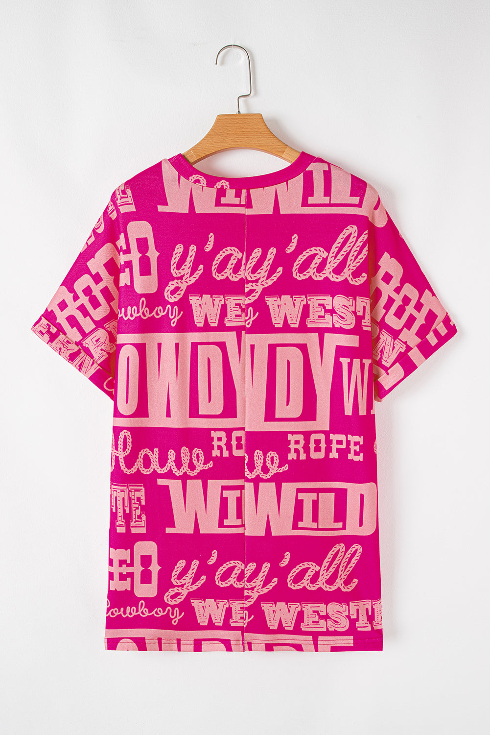 Rose Cowboy Letter Print Graphic Loose Tee