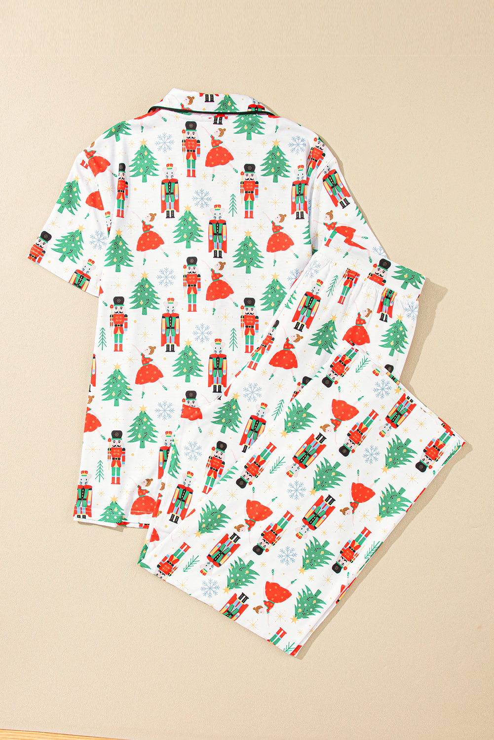 White Christmas Tree Nutcracker Shirt & Pants Pajama Set