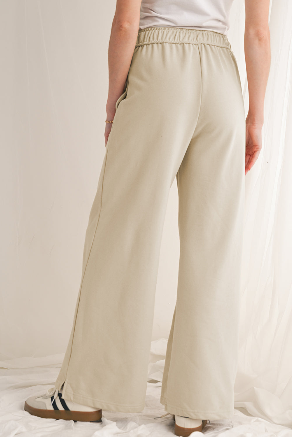 Apricot Solid Color Wide Leg Pants