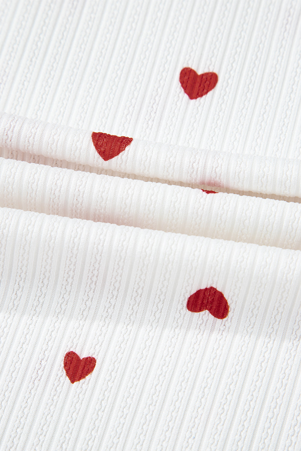 White Valentines Heart Pattern Tee and Pants Pajama Set