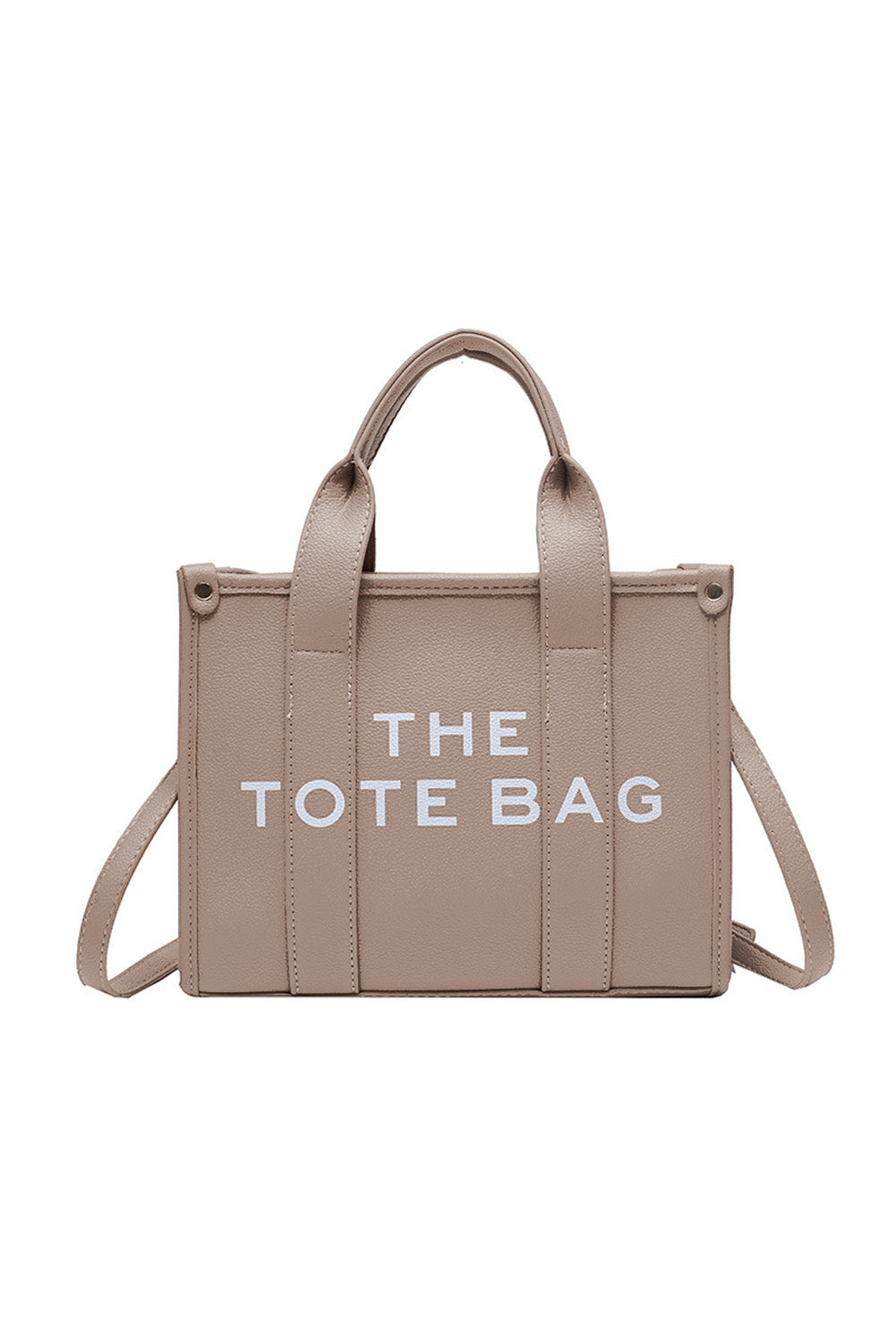 Khaki Letter Print Shoulder Strap Tote Bag