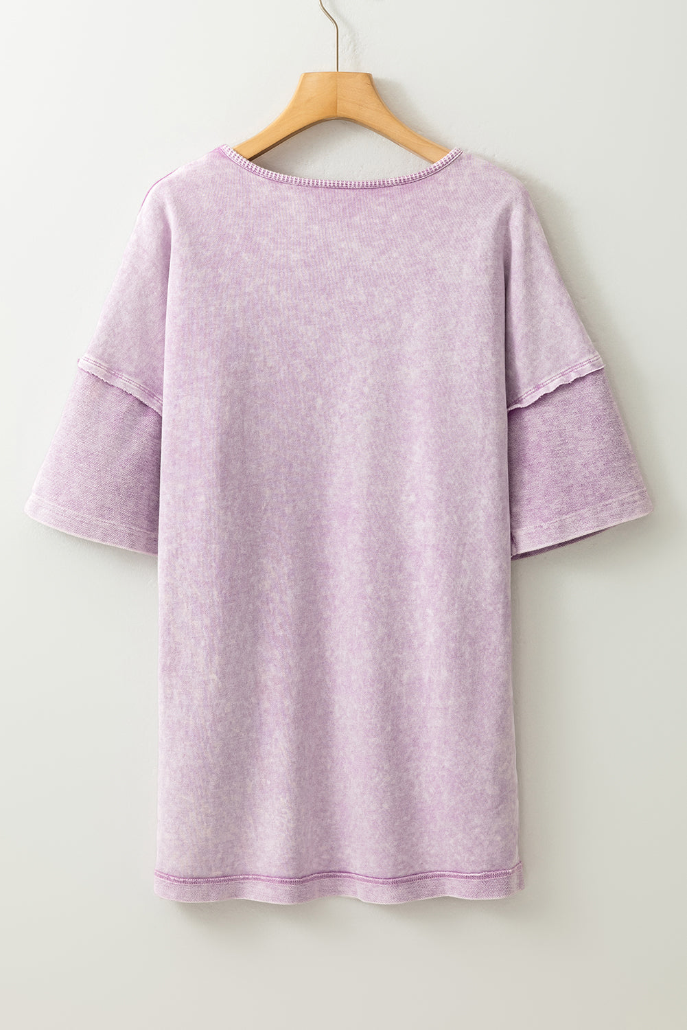 Strawberry Pink Mineral Wash Exposed Seam Drop Shoulder Oversized Tee