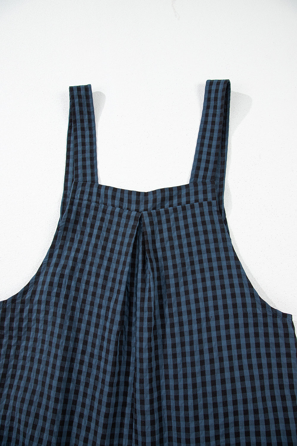 Sail Blue Plaid Print Buttoned Pocket High Waist Overall