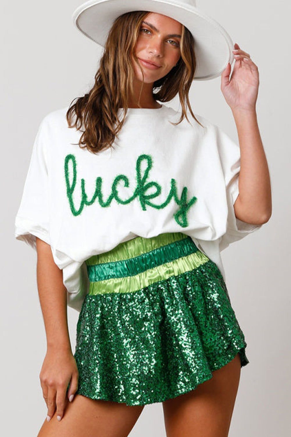 White Tinsel Lucky St Patrick Graphic Tee