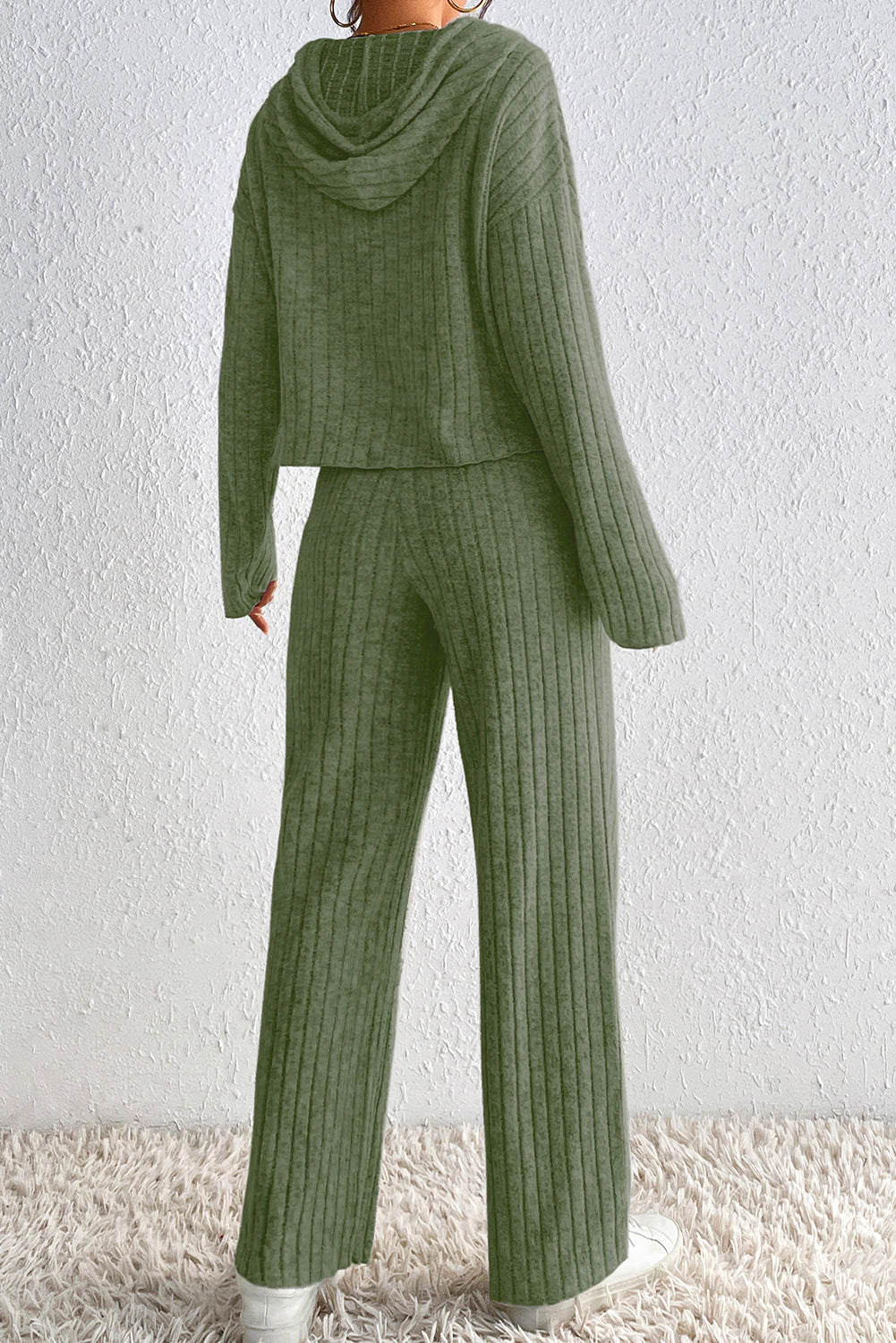 Vineyard Green Hooded Long Sleeve Top and Pants Set