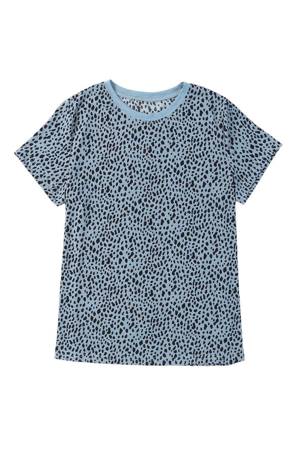 Red Cheetah Print Casual Short Sleeve Crew Neck T Shirt