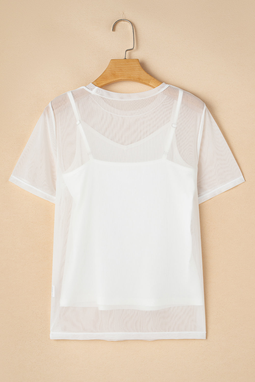 White Plain Sheer Mesh T-Shirt