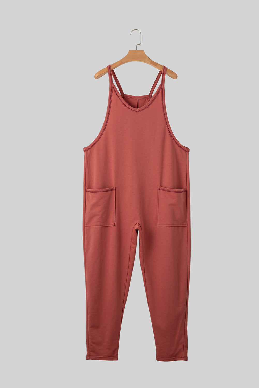 Apricot Solid Color Loose Fit Harem Jumpsuit