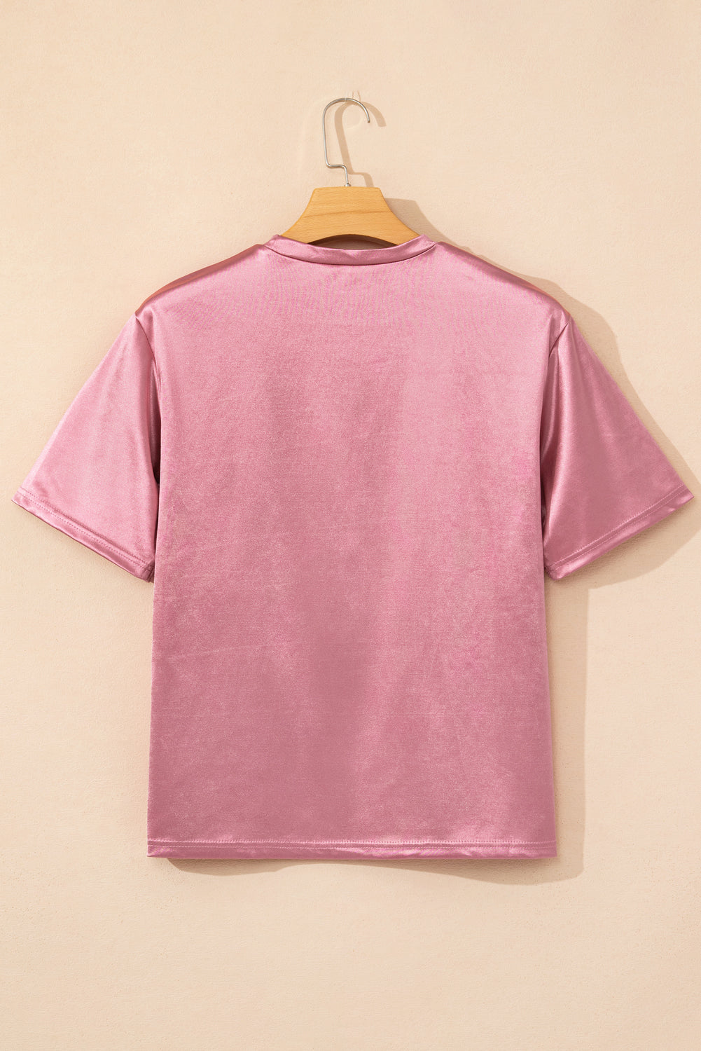 Pink Solid Chest Pocket Loose Fit T Shirt