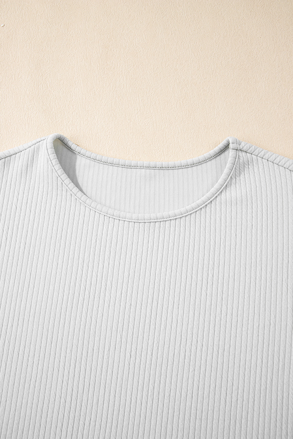 Light Grey Textured Loose Plain T Shirt