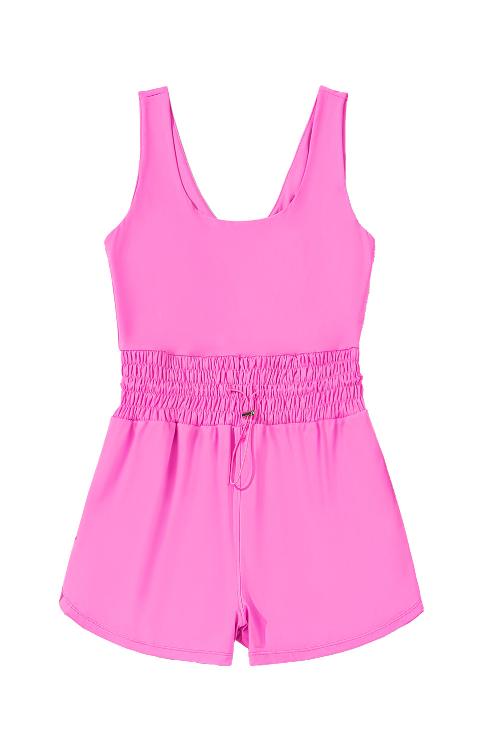 Sachet Pink Plain Sleeveless Loop Drawstring Cinched Waist Romper