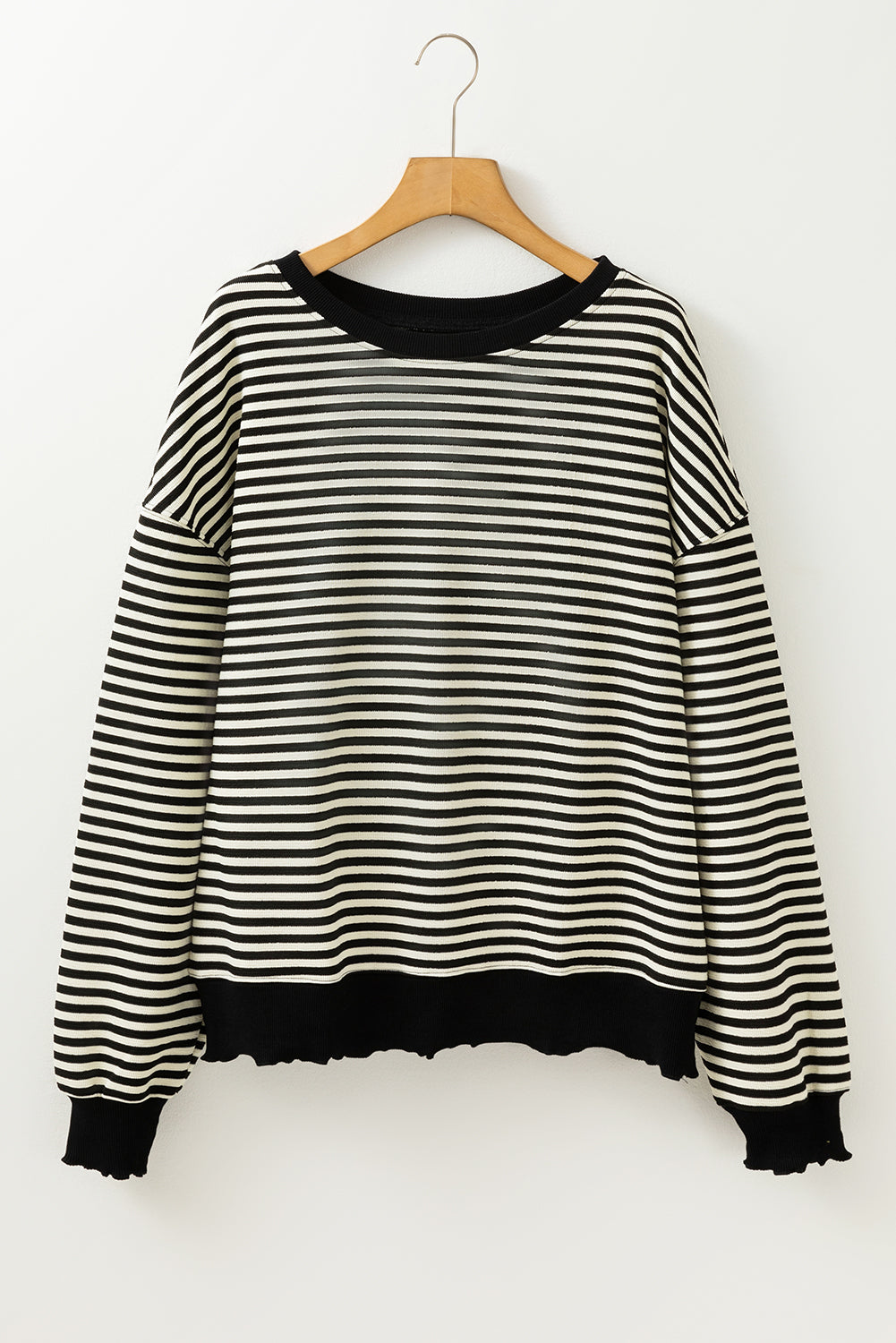 Pink Stripe Drop Shoulder Long Sleeve Top