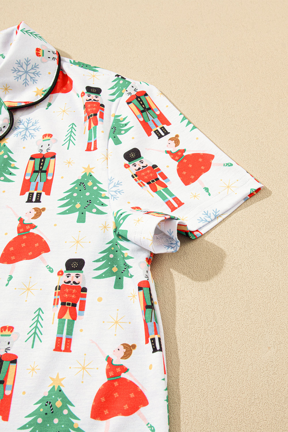 White Christmas Tree Nutcracker Shirt & Pants Pajama Set