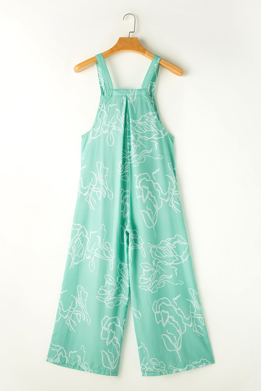 Moonlight Jade Abstract Print Wide Leg Bib Overall