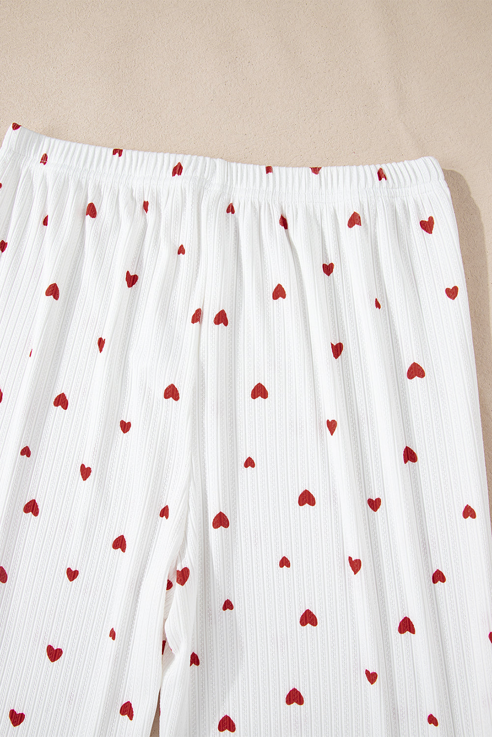 White Valentines Heart Pattern Tee and Pants Pajama Set