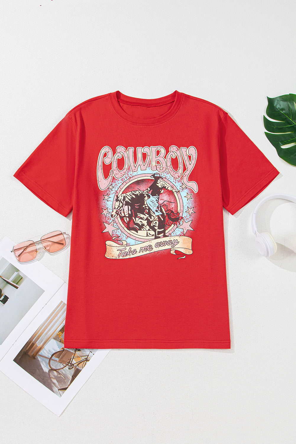 Tomato Red COWBOY Vintage Graphic Loose Tee