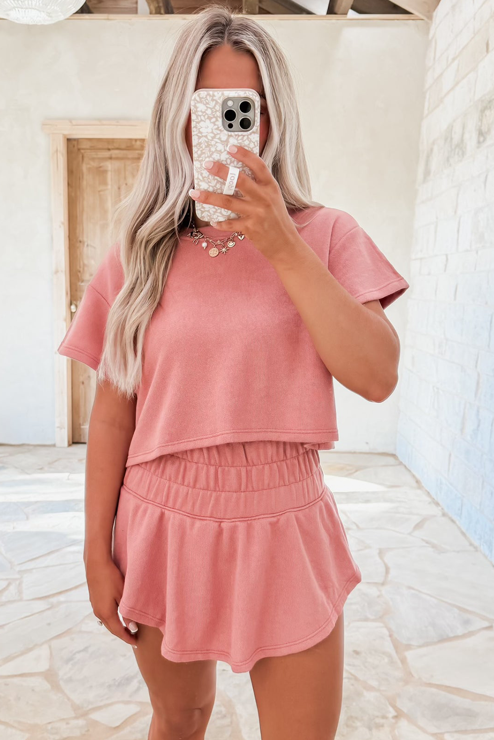 Blossom Cropped Tee and Ruffle High Waist Skort Set