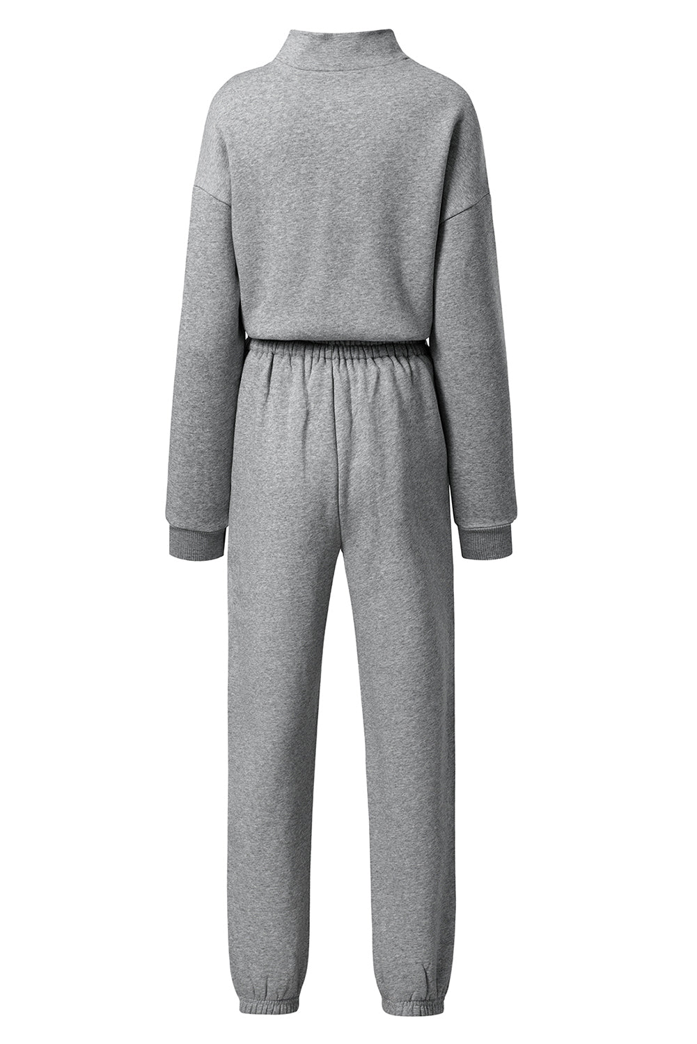 Light Grey Half Zip Drop Shoulder Sweatshirt And Sweatpants Two Piece Set