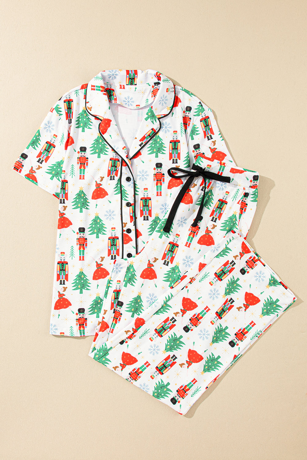 White Christmas Tree Nutcracker Shirt & Pants Pajama Set