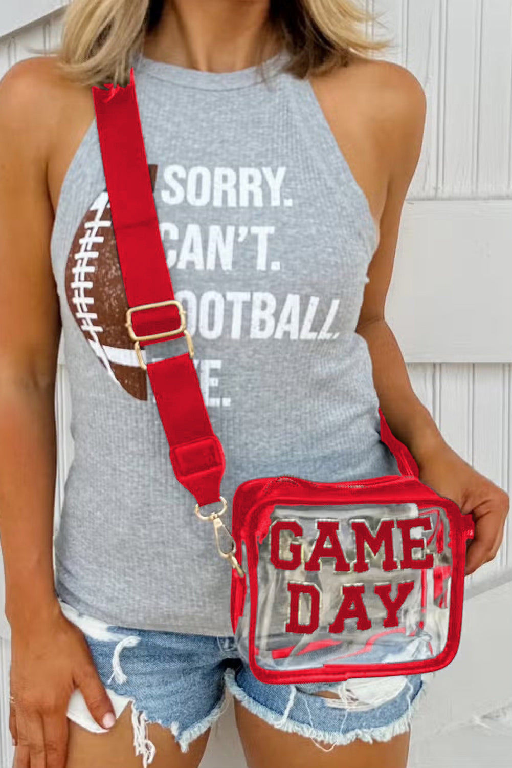 Black Chenille GAME DAY Pattern Clear Bag