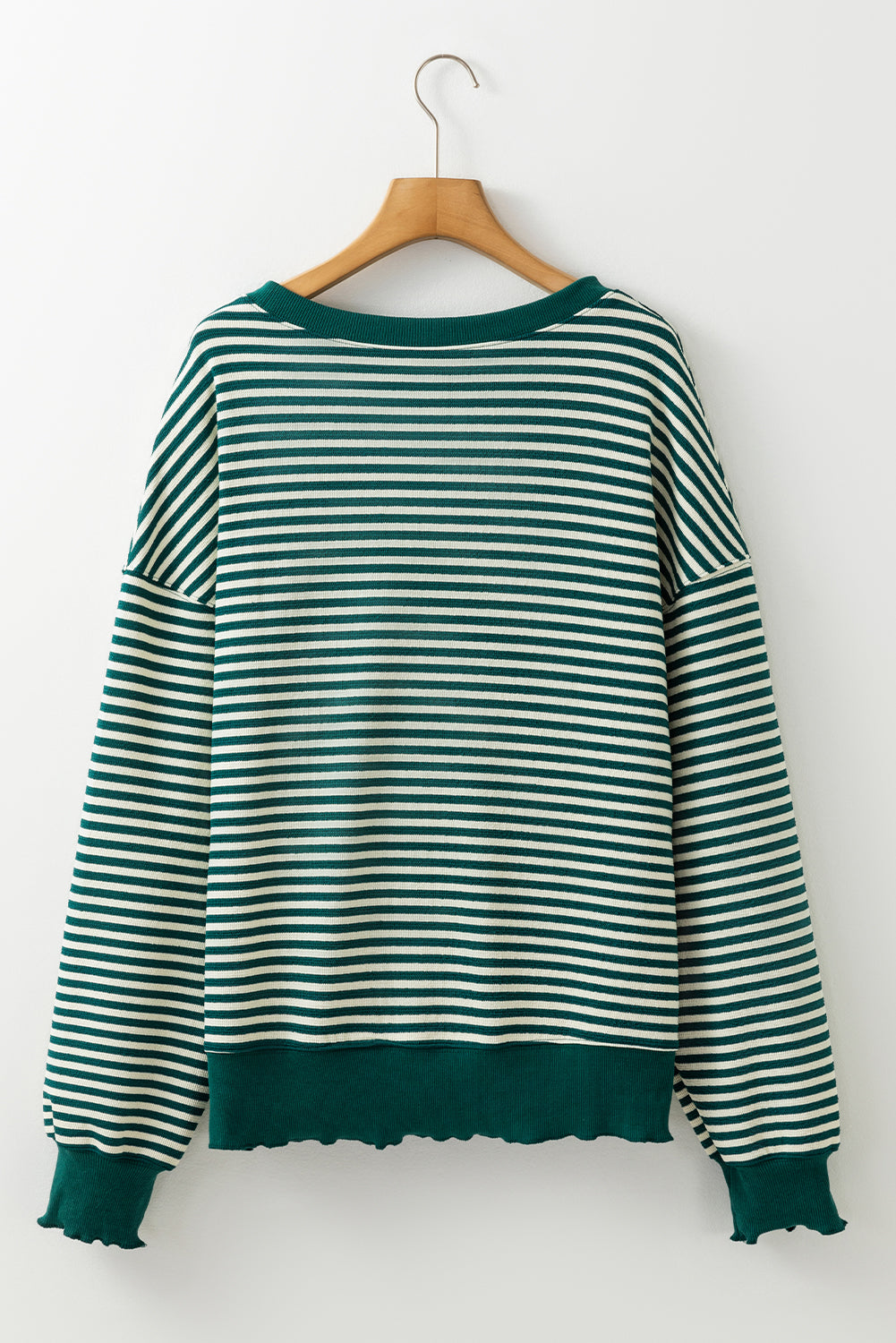 Pink Stripe Drop Shoulder Long Sleeve Top