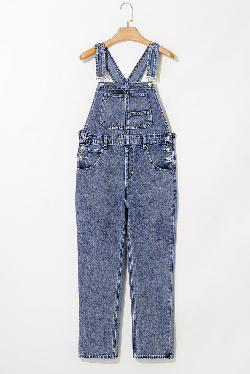 Sail Blue Straight Leg Pockets Denim Bib Overall