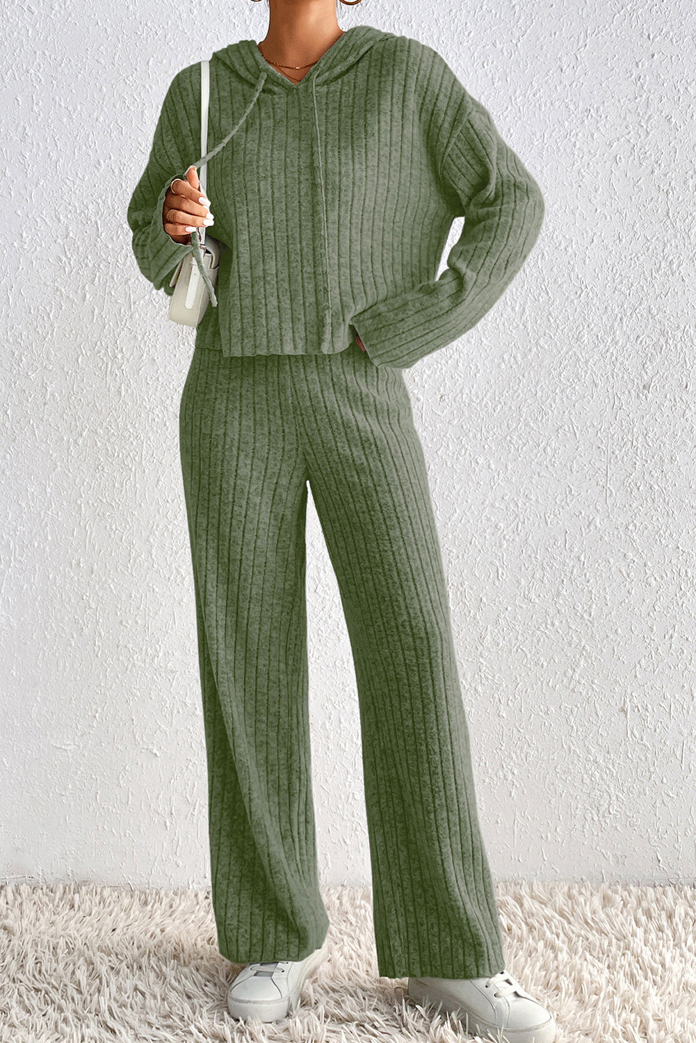 Vineyard Green Hooded Long Sleeve Top and Pants Set