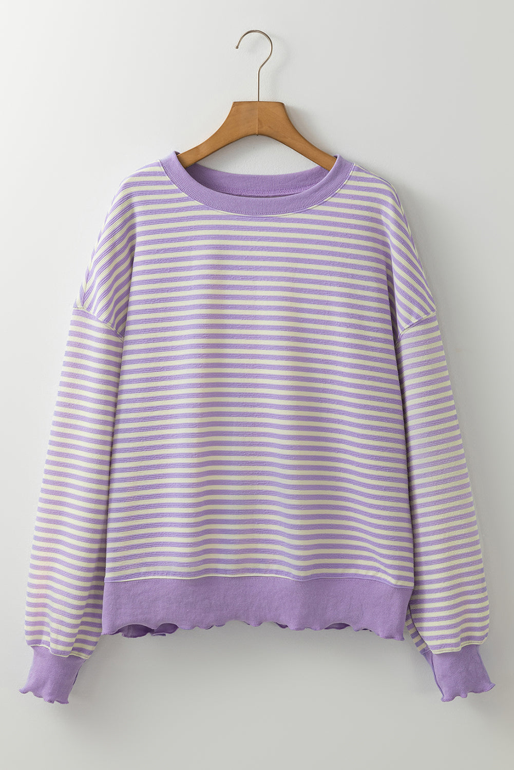 Pink Stripe Drop Shoulder Long Sleeve Top