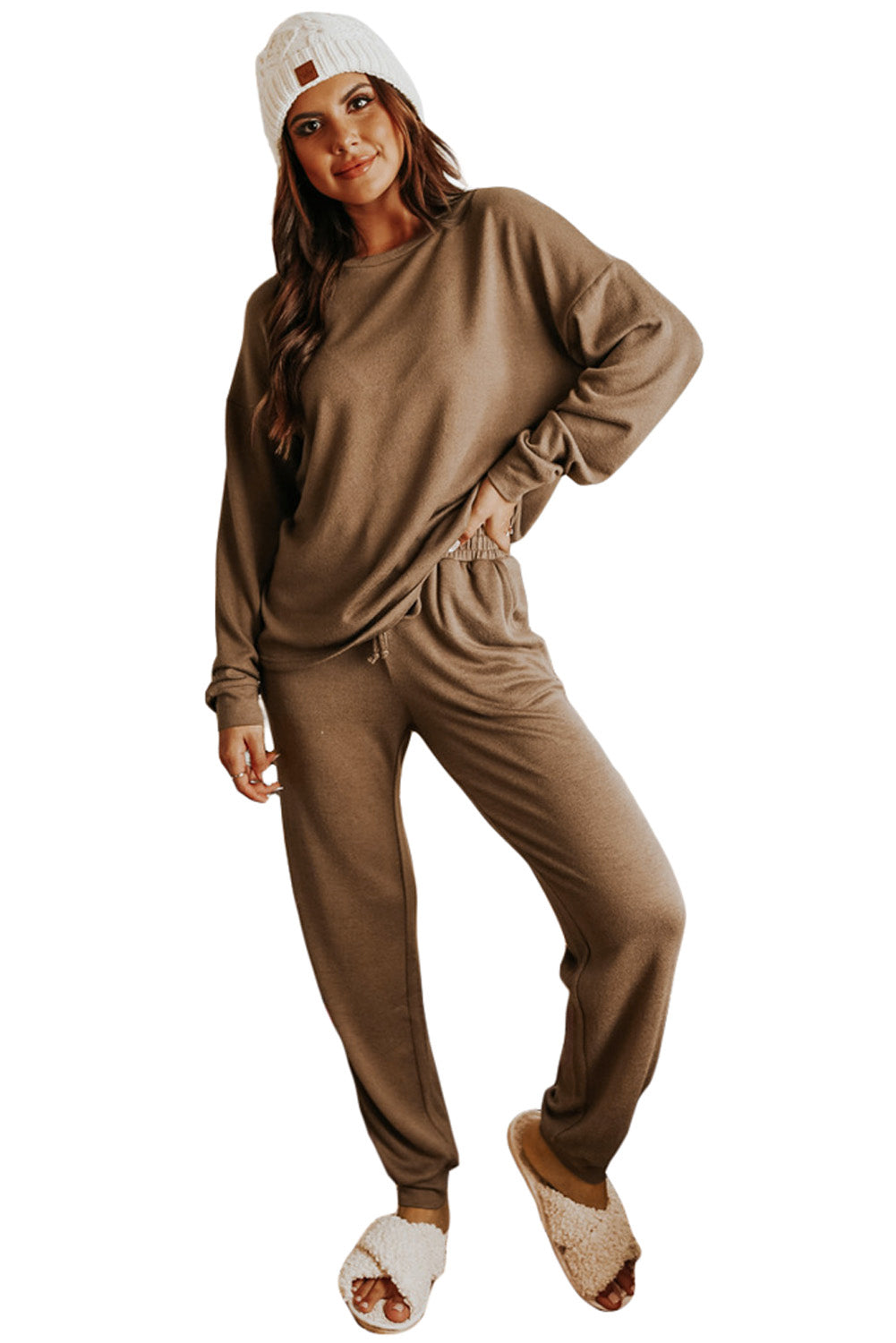 Spinach Green Long Sleeve Pullover & Jogger Pants Lounge Set