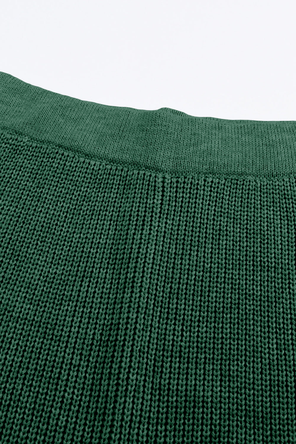 Green Knitted V Neck Sweater and Wide Leg Pants Set