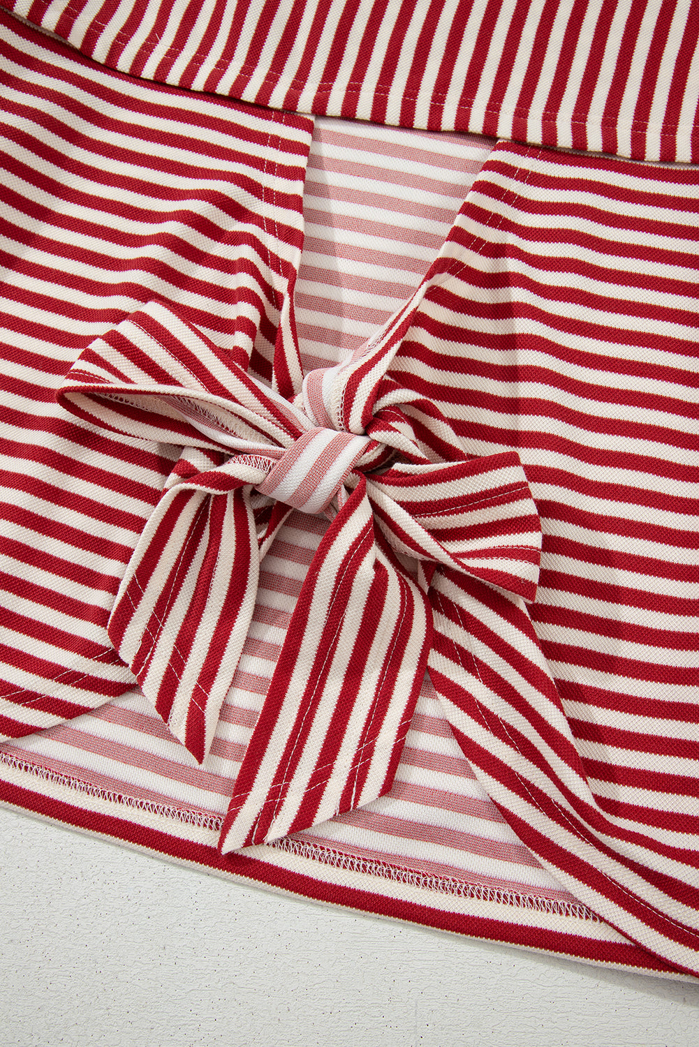 Red Striped Bowknot Backless T-Shirt