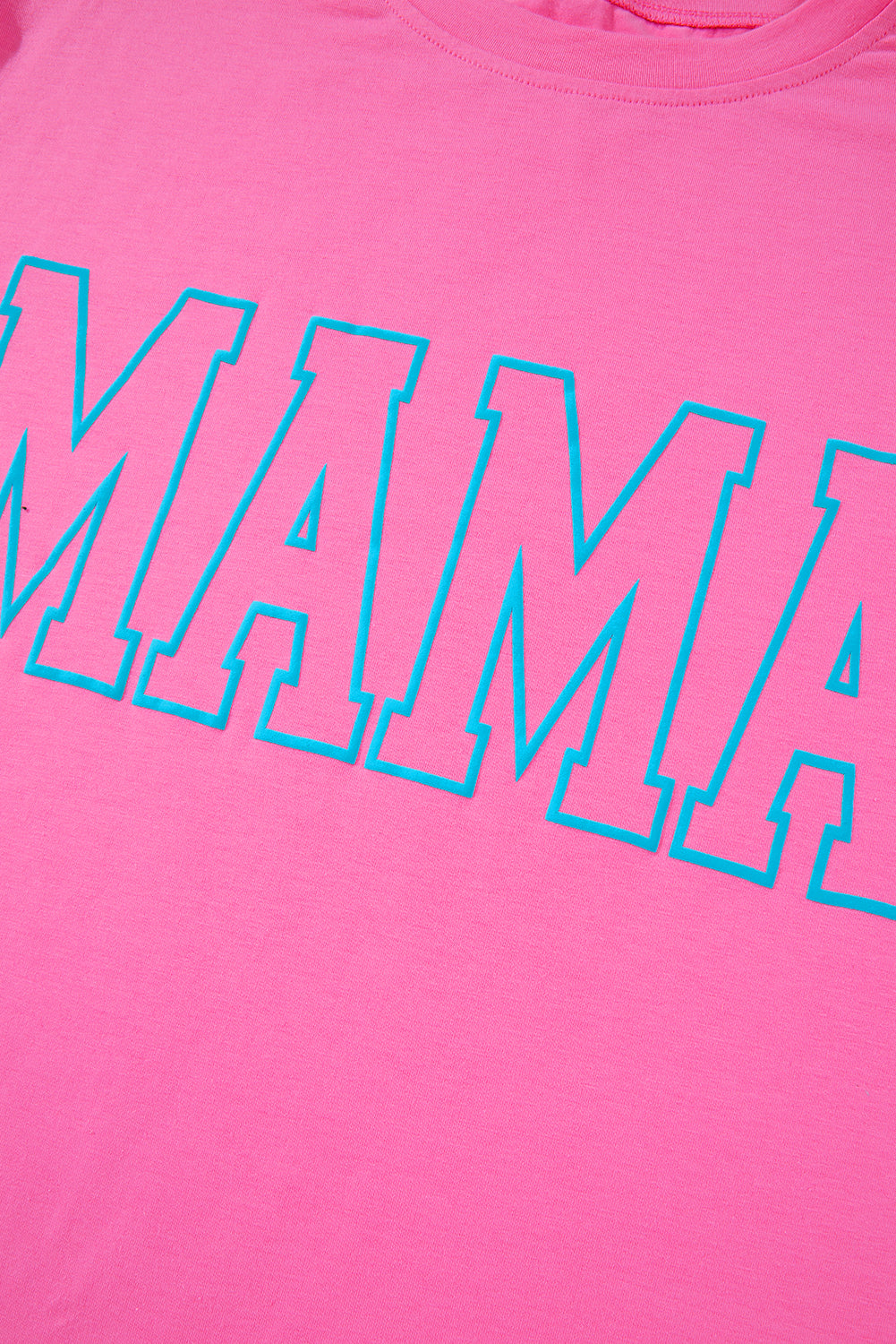 Bright Pink MAMA Letter Graphic T Shirt