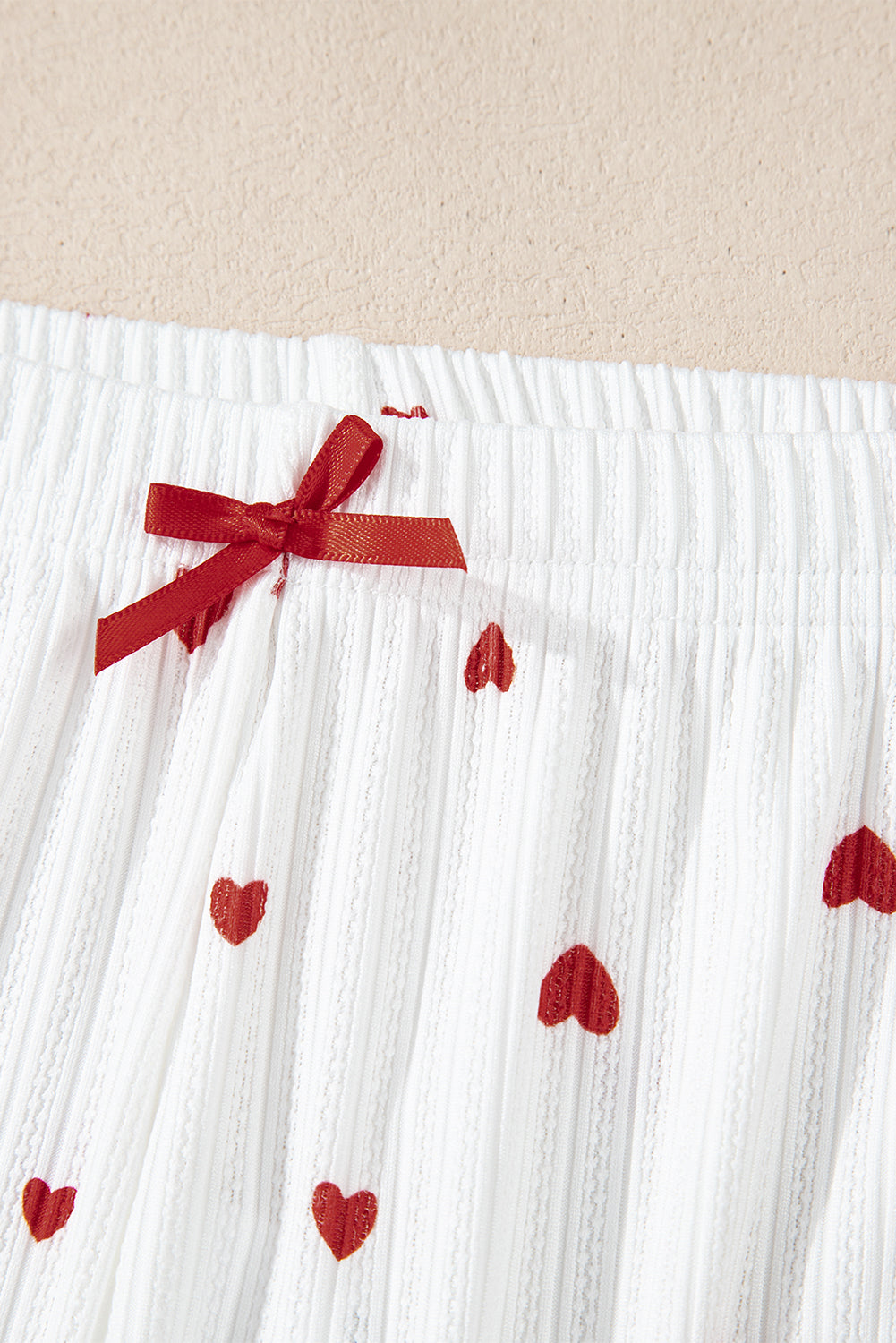 White Valentines Heart Pattern Tee and Pants Pajama Set